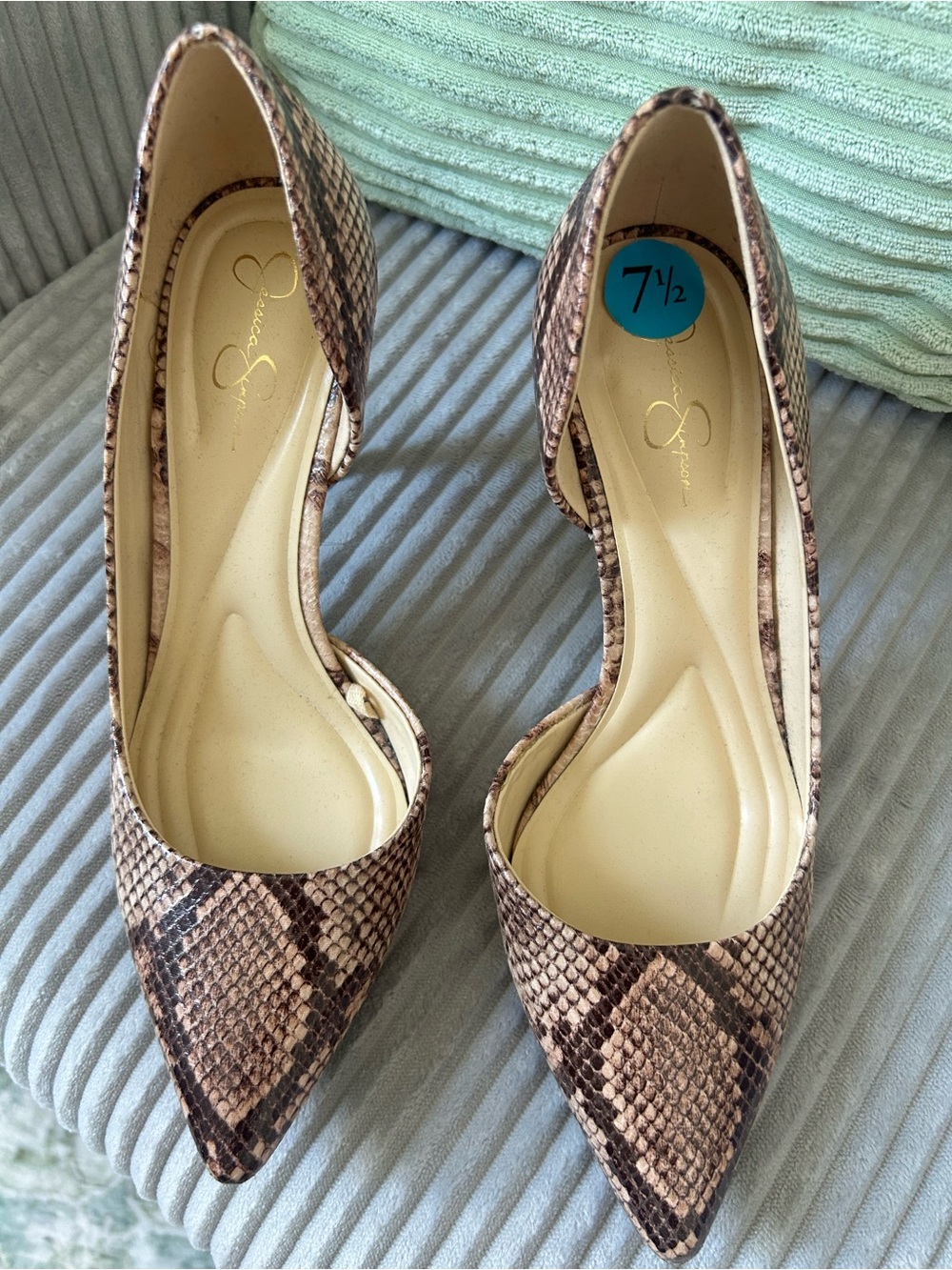 Jessica Simpson Snake Print D’Orsay Pumps Heels Size 7.5 EUC Worn Once - Picture 2 of 4